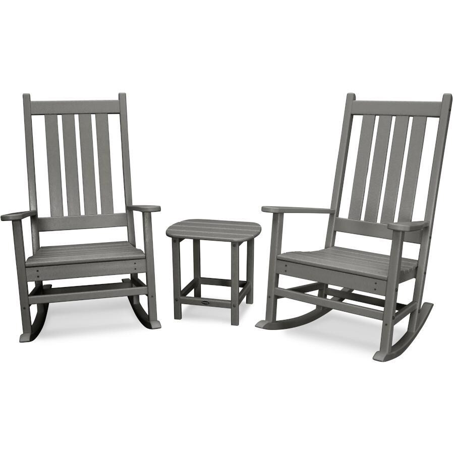 Vineyard 3 Pc Recycled Plastic Seating Set in Slate Gray by POLYWOOD