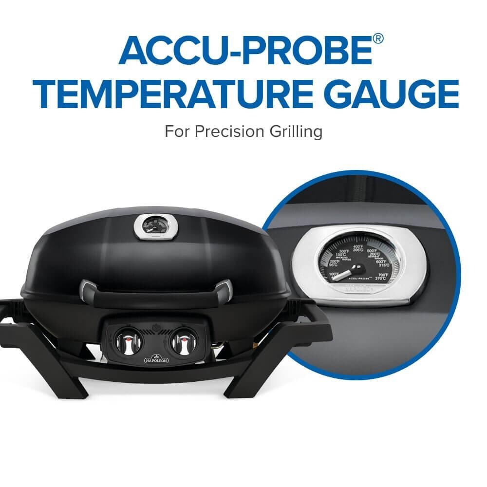 Napoleon PRO285-BK TravelQ PRO 285 Portable Propane Gas Grill - Black - Accuprobe Temperature Gauge - Detail thumbnail