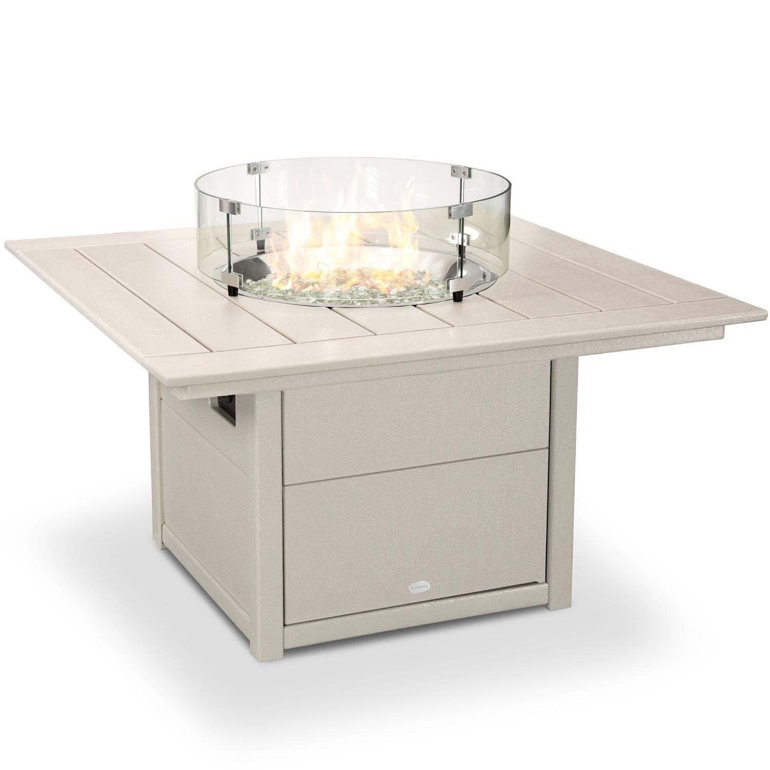 POLYWOOD 42-Inch Square Propane Fire Pit Table - Sand thumbnail