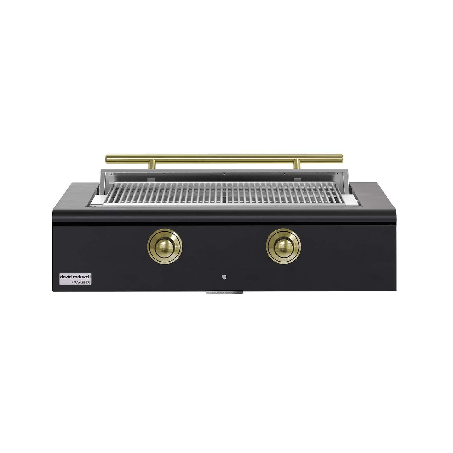 Caliber CRG-42BN00-A-027-H01 42-in Natural Gas Built-In Rockwell Grill - Matte Black w/ Brass Hardware - White Background thumbnail