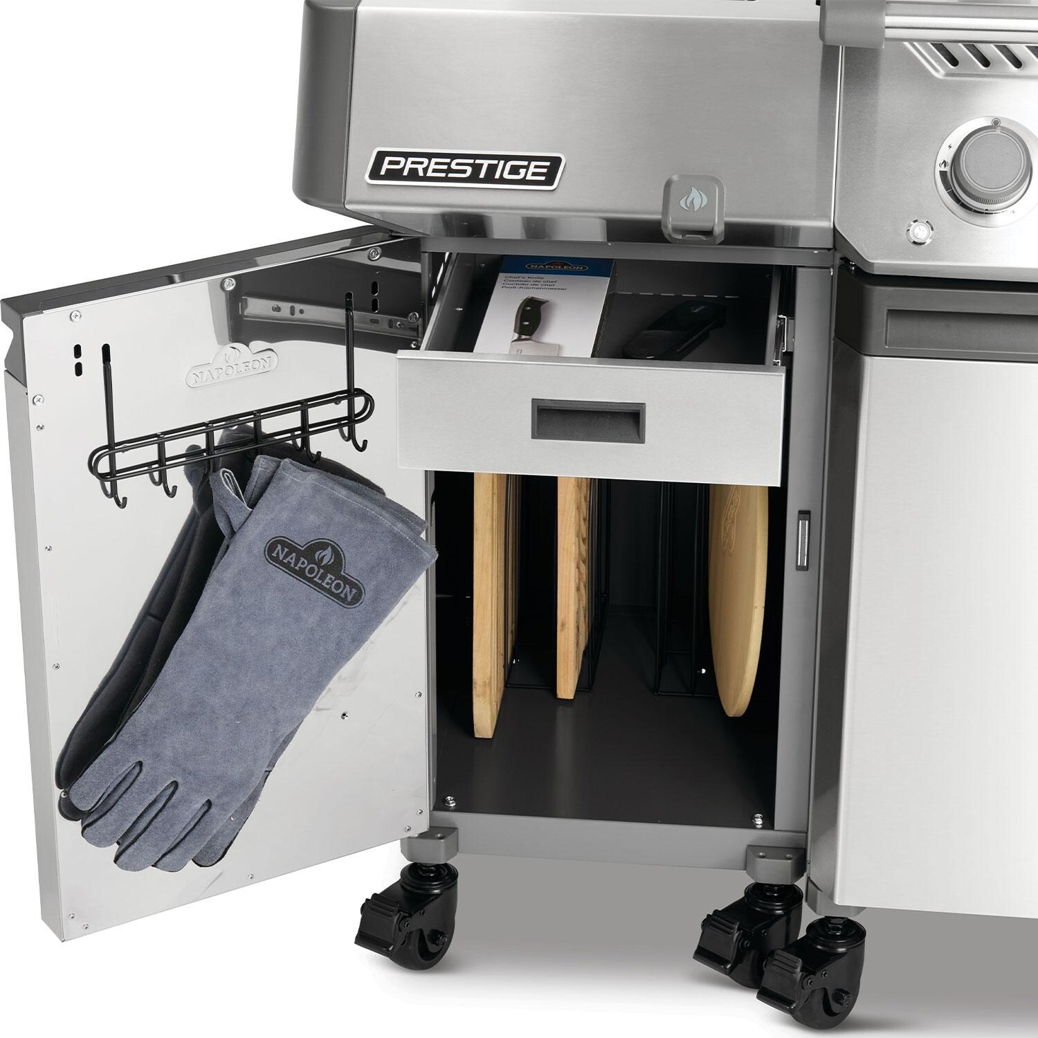 Napoleon 68003 Prestige 2 Pc Grill Storage Cabinet Carts - In Use - Detail thumbnail