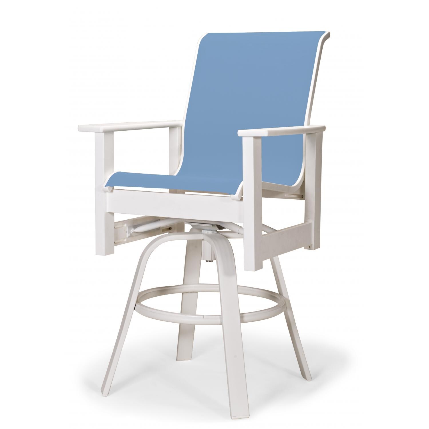 Leeward MGP Outdoor Counter Height Swivel Bar Stool With Sling Seating By Telescope Casual - Textured Snow/Sky