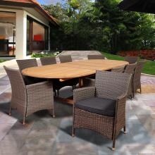 Amazonia Harrison Park 10-Person Resin Wicker Patio Dining Set With Teak Extension Table
