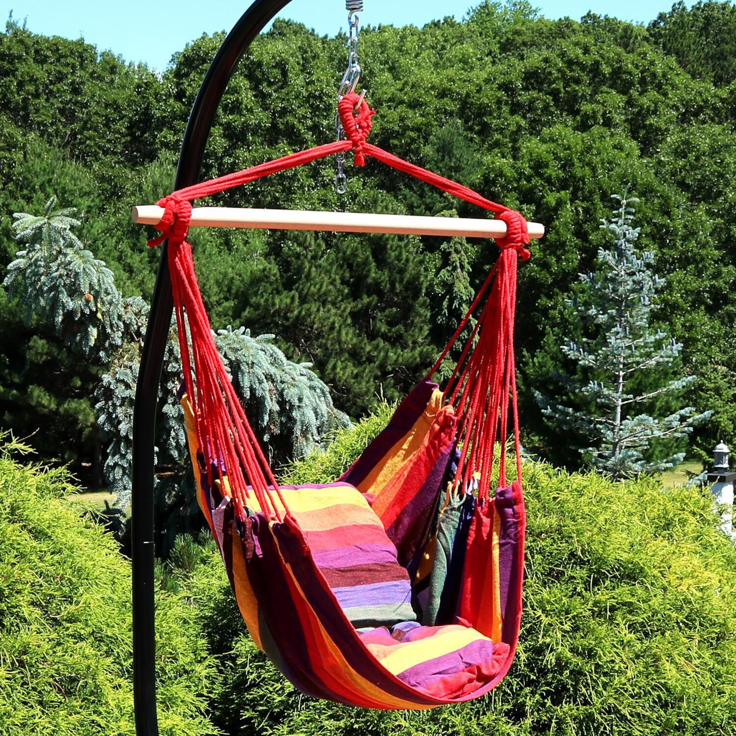 Ultimate Patio Hanging Hammock Chair w/ Cushions-Set of 2 - Sunset & Oasis - Lifestyle-Sunset thumbnail