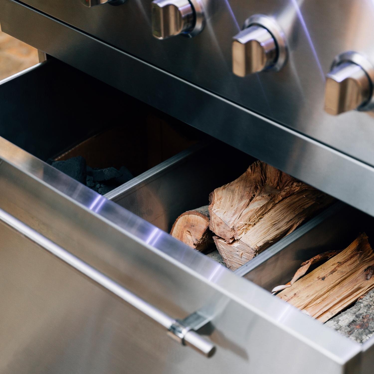 American Made Grills Encore 54-Inch Freestanding Hybrid Grill ENCFS54-NG - Natural Gas - Cart Drawers - Lifestyle thumbnail