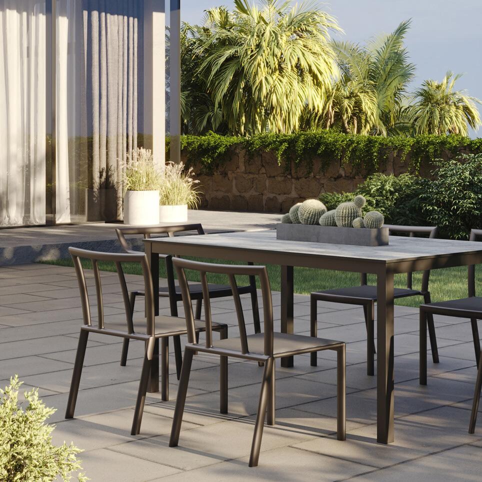 Oxford Garden Markoe 4 Pc Aluminum Dining Side Chair in Carbon/Ninja - Outdoor Dining thumbnail