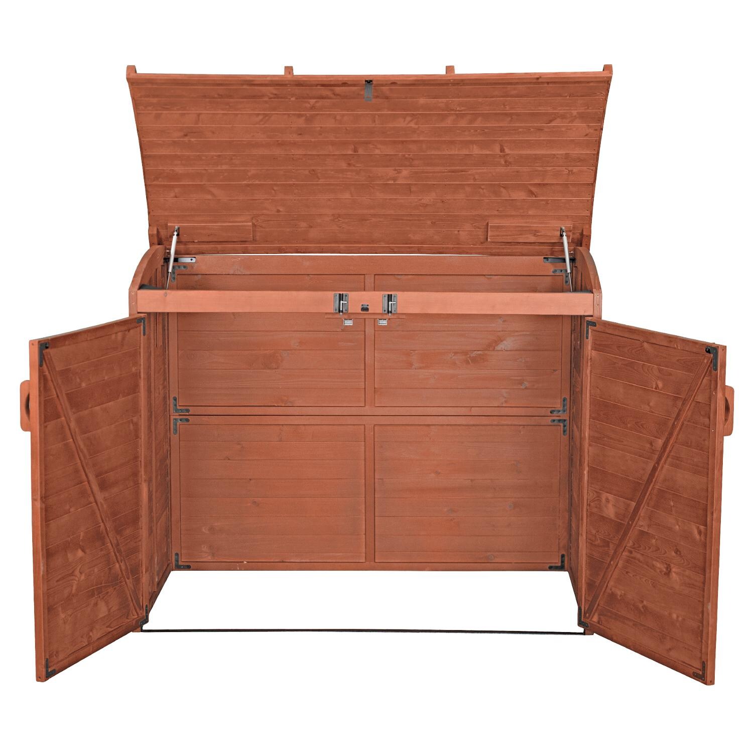 Leisure Season Horizontal Refuge 5 Ft. 2 In. X 2 Ft. 10 In. Wood Storage Shed - Shown Open & Empty thumbnail