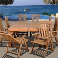 Amazonia Teak Eiffel 8-Person Teak Patio Dining Set With Reclining Chairs image