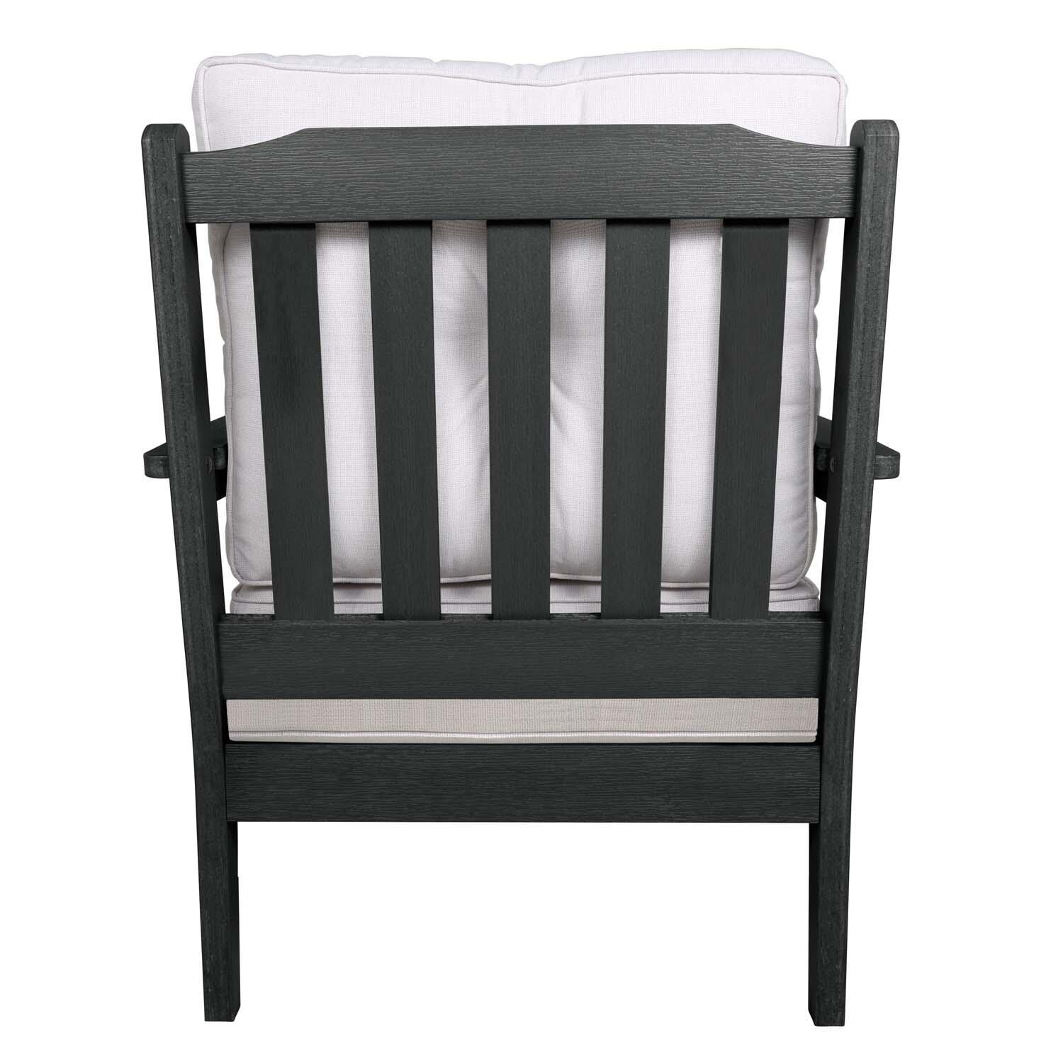 Blushing Bay 3 Pc Recycled Plastic Seating Set in Bliss Linen/Black by Lakeview Outdoor Designs - Chair Back View - White Background thumbnail