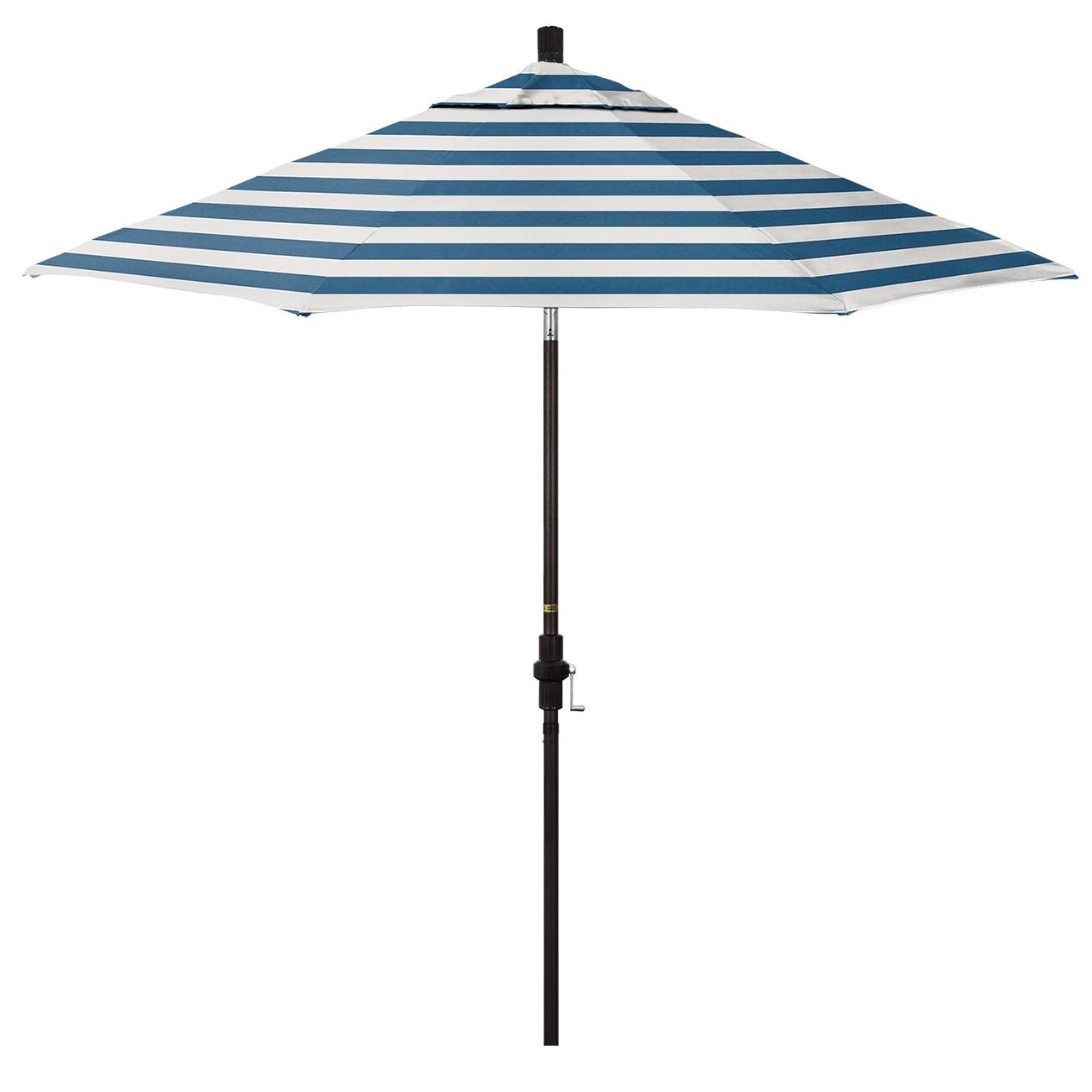 California Umbrella Golden State Series 9 Ft Octagonal Aluminum Collar Tilt Patio Umbrella W/ Crank Lift - Bronze Frame / Sunbrella Cabana Regatta Canopy thumbnail