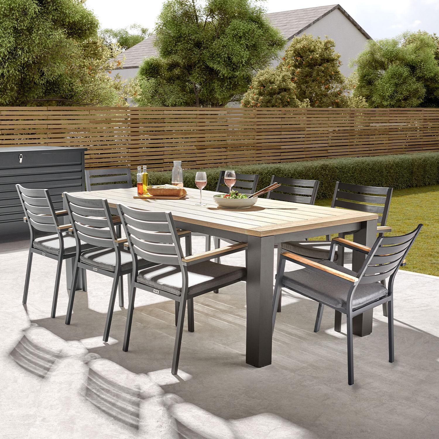 Elba 9 Pc Aluminum/Teak Dining Set By KETTLER - Patio - Lifestyle thumbnail
