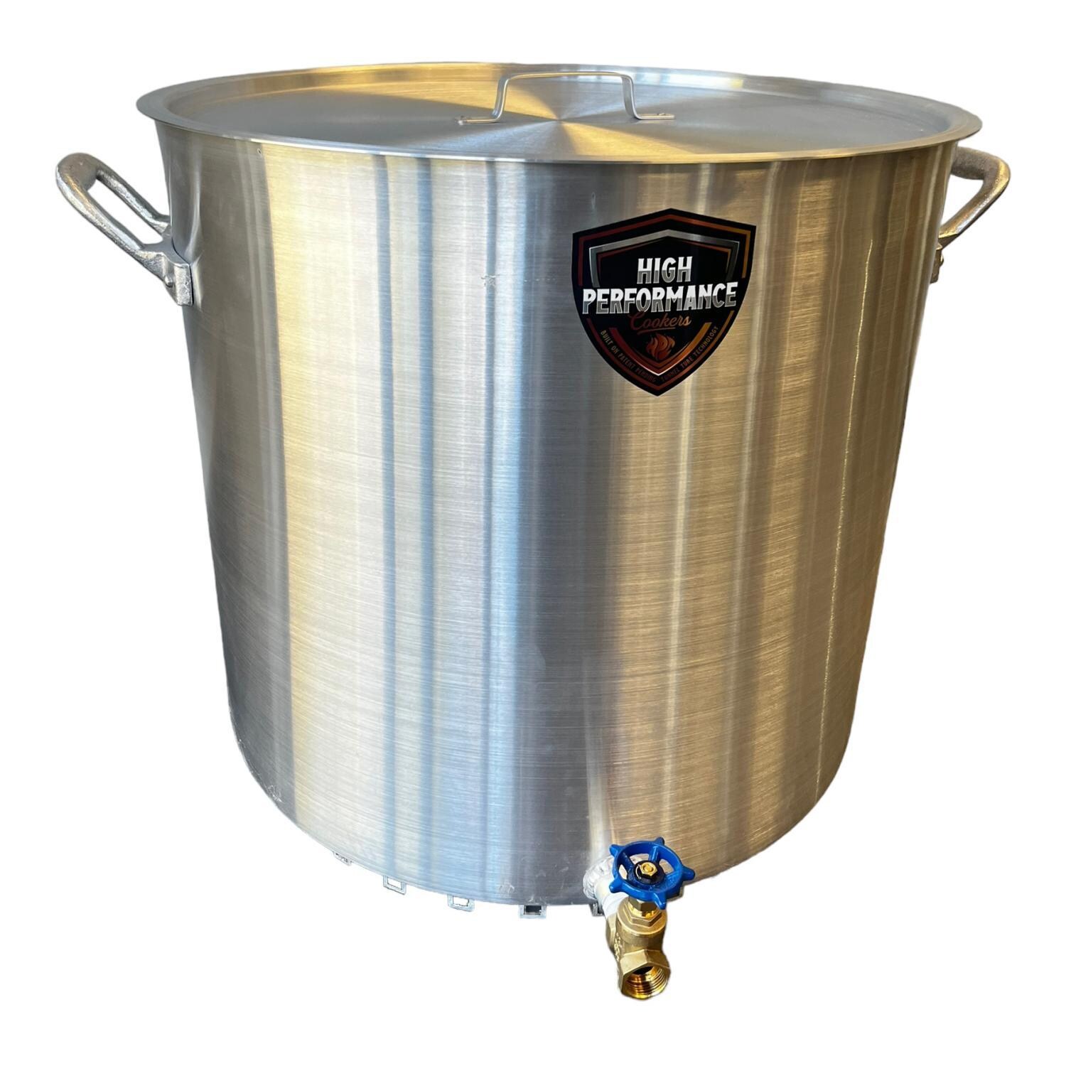 High Performance Cookers PW120-BTJ-VLV075 120 Quart Powered Seafood/Crawfish Cooker - Nonpowered Front - White Background thumbnail