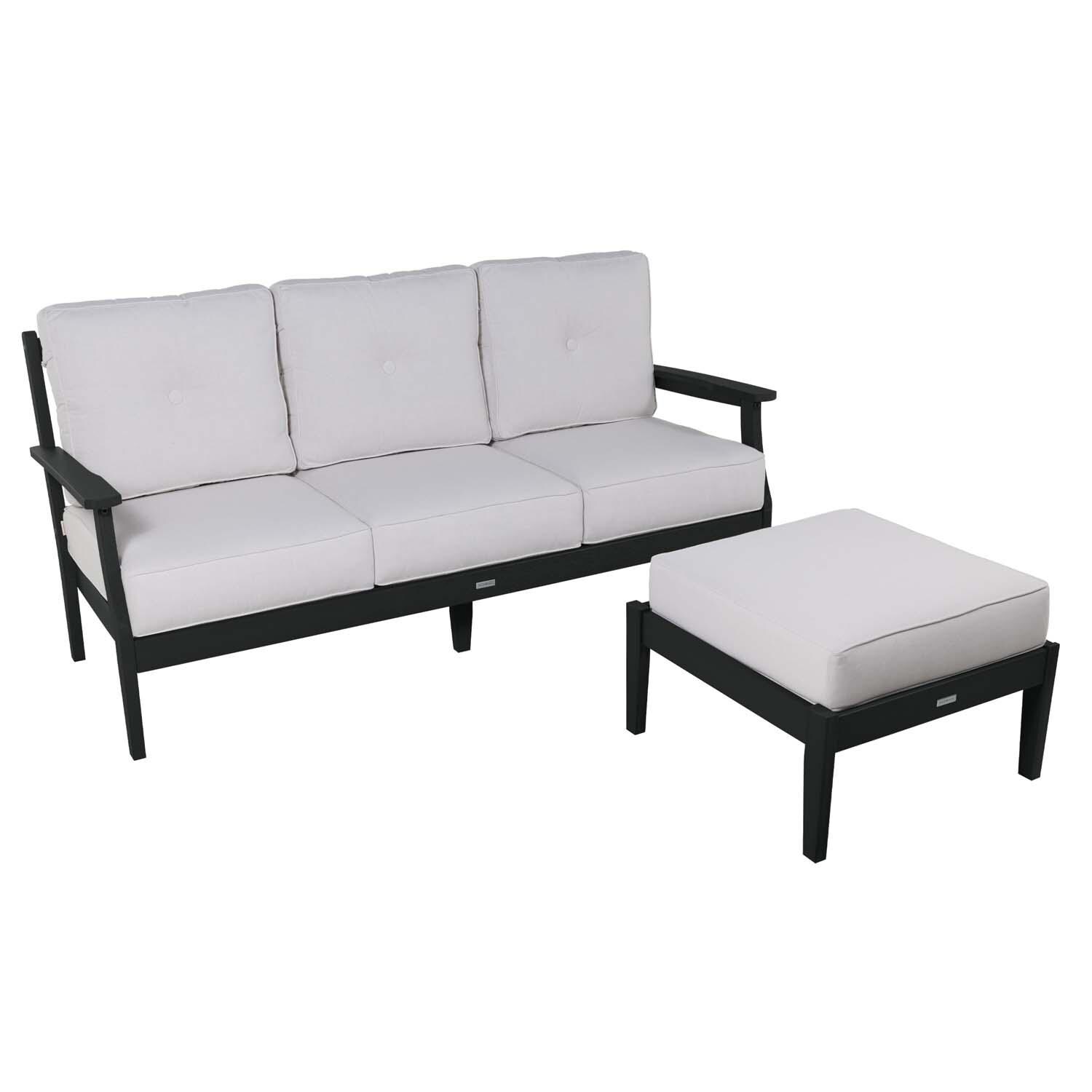 Blushing Bay 2 Pc Recycled Plastic Seating Set in Bliss Linen/Black by Lakeview Outdoor Designs - White Background thumbnail