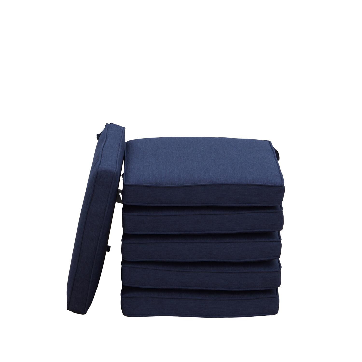 Darlee Nassau Replacement Dining Chair Cushion - Set of 6 - Navy Blue - White Background thumbnail