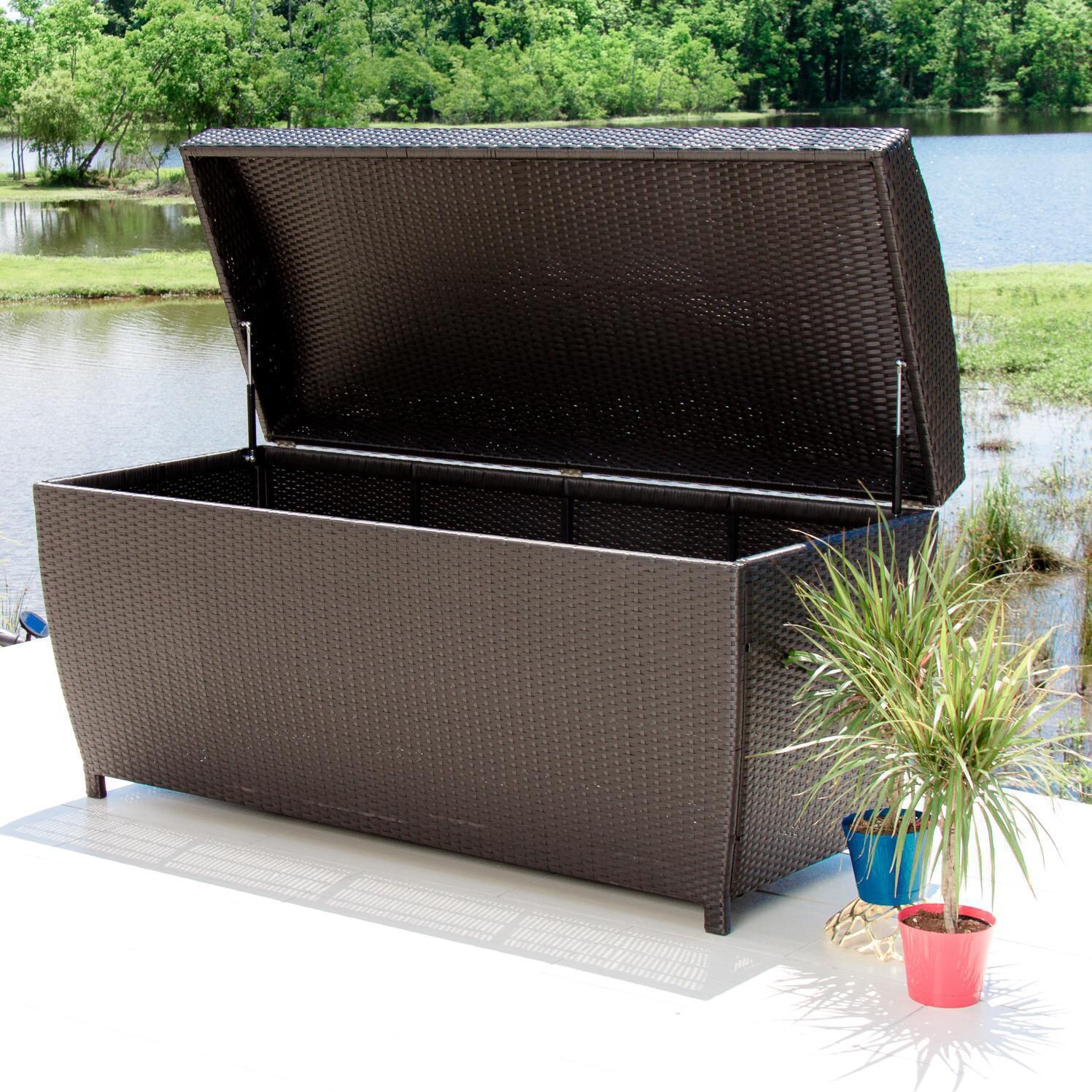 Extra-Large Resin Wicker Outdoor Storage Chest - 67 X 28 - Espresso By Lakeview Outdoor Designs