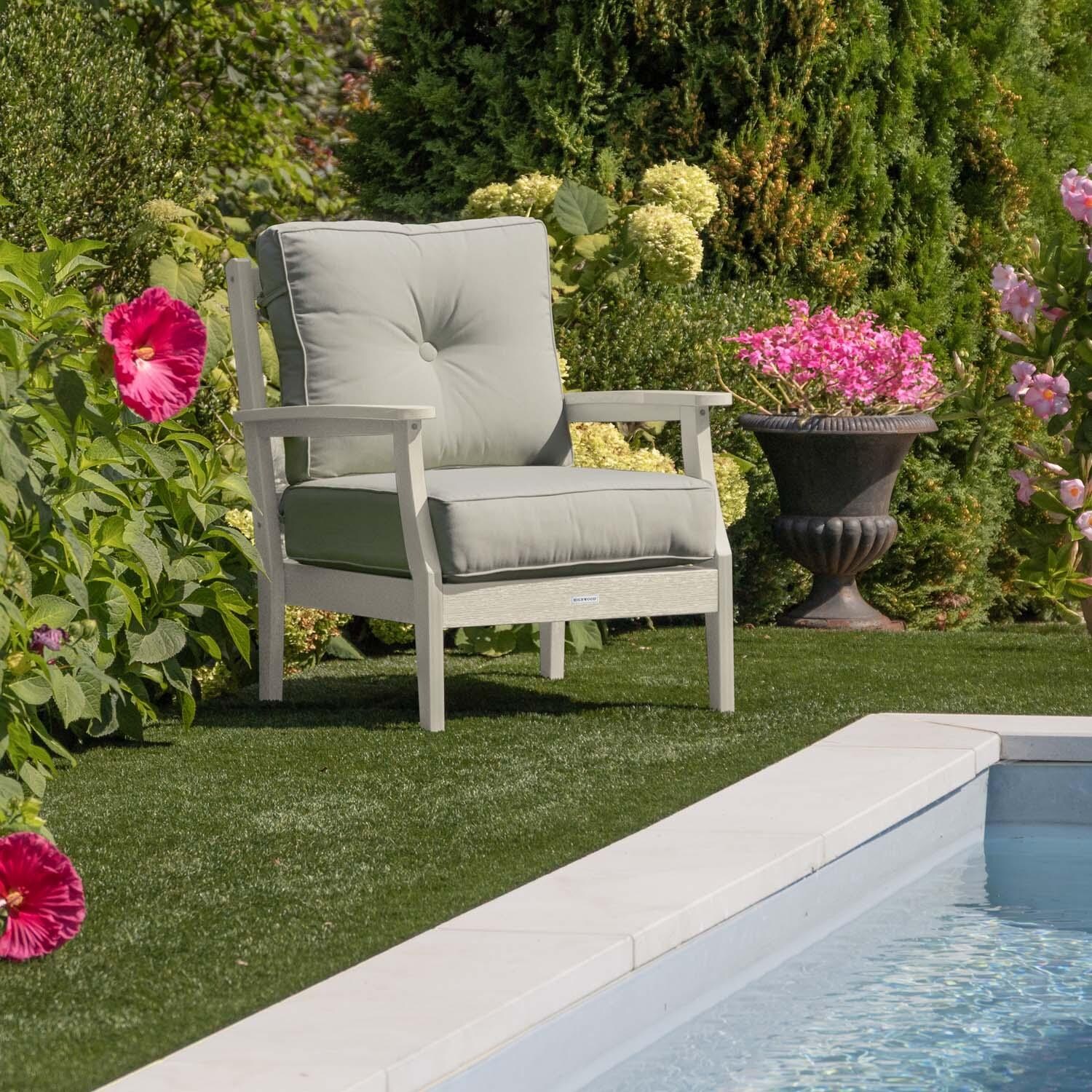 Blushing Bay Recycled Plastic Club Chair in Canvas Seasalt/Whitewash by Lakeview Outdoor Designs - In Garden - Lifestyle thumbnail