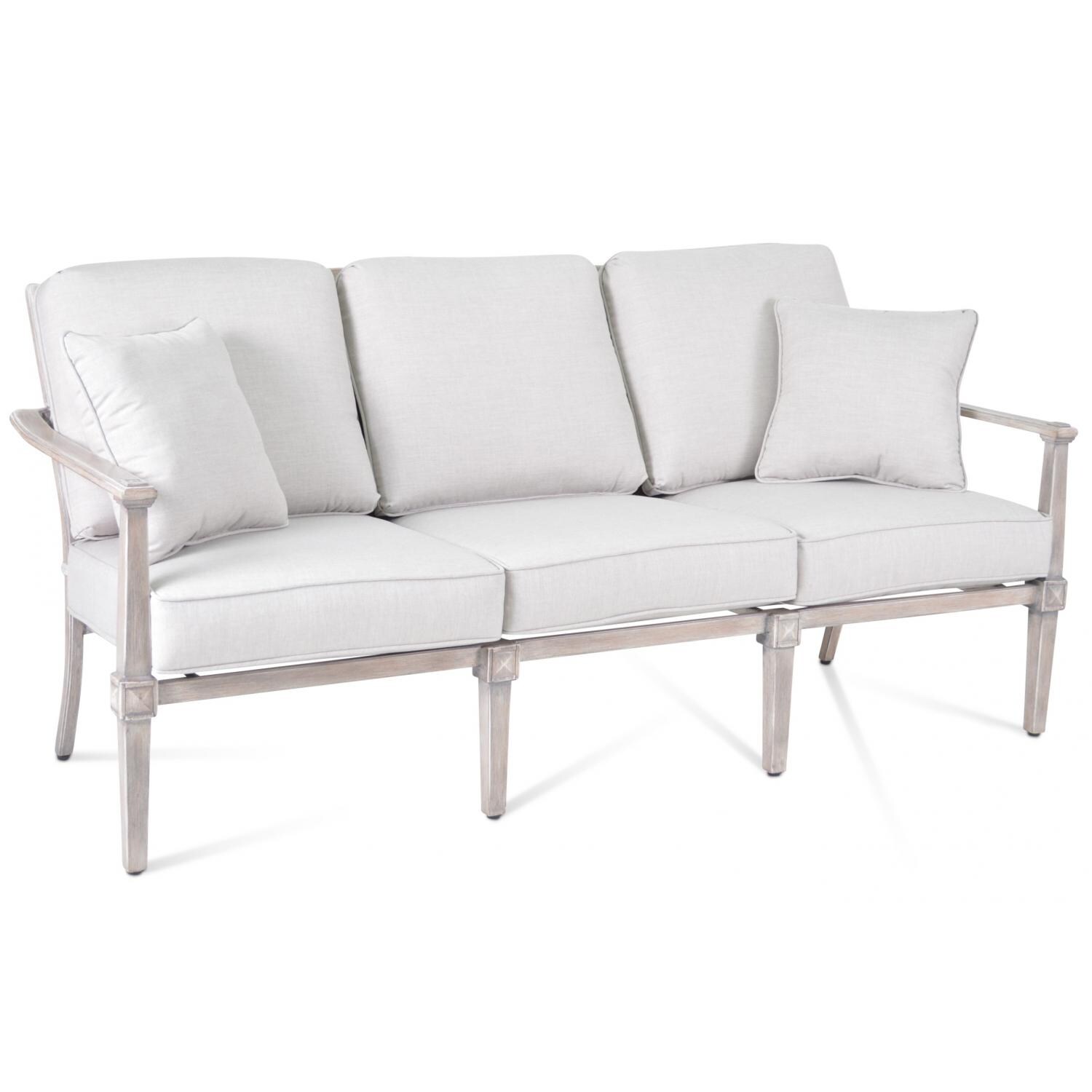 Plank & Hide Pelham Cast Aluminum Patio Sofa W/ Sunbrella Cast Silver Cushions BBQGuys