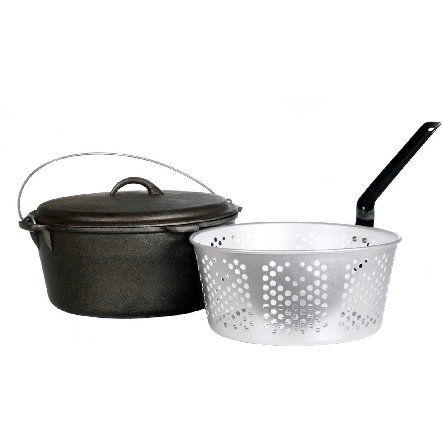 Cajun Cookware 9-Quart Seasoned Cast Iron Dutch Oven With Fry Basket - GL10488AS thumbnail