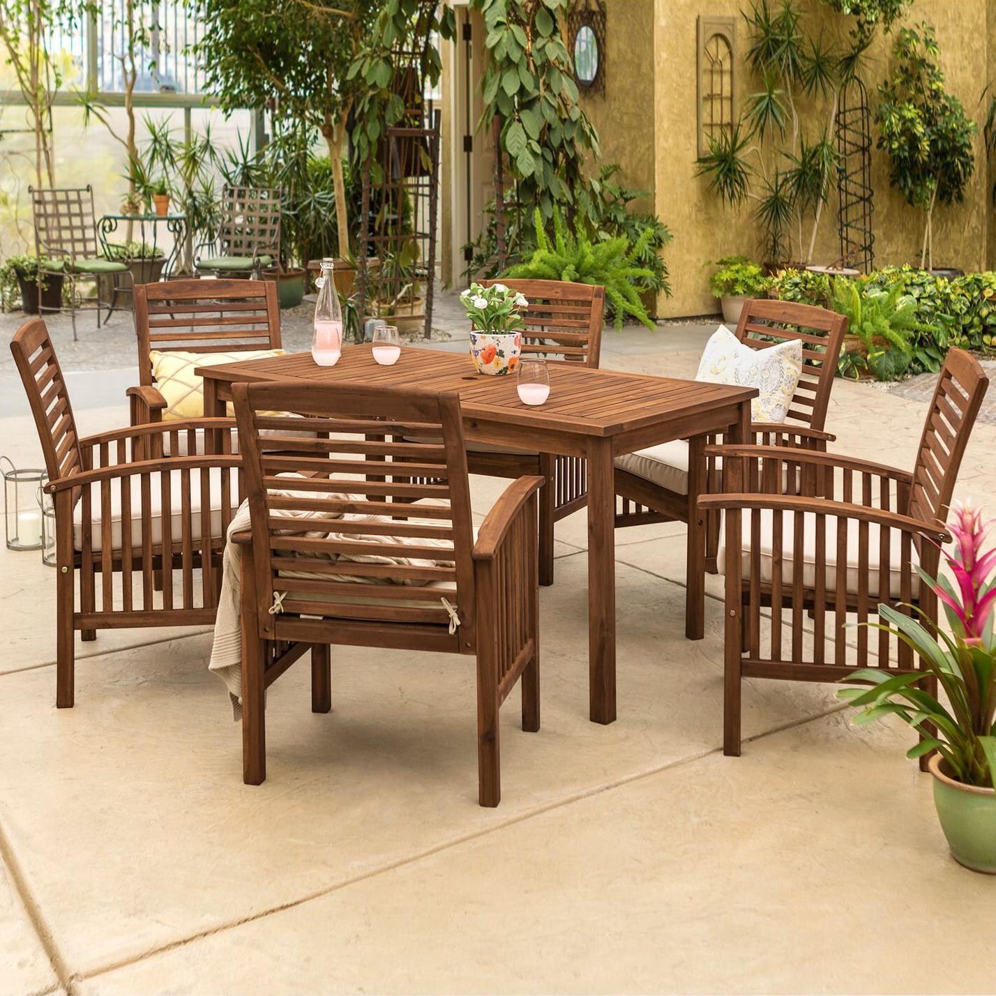 Ultimate Patio Horizon Way 7 Piece Dark Brown Acacia Patio Dining Set W