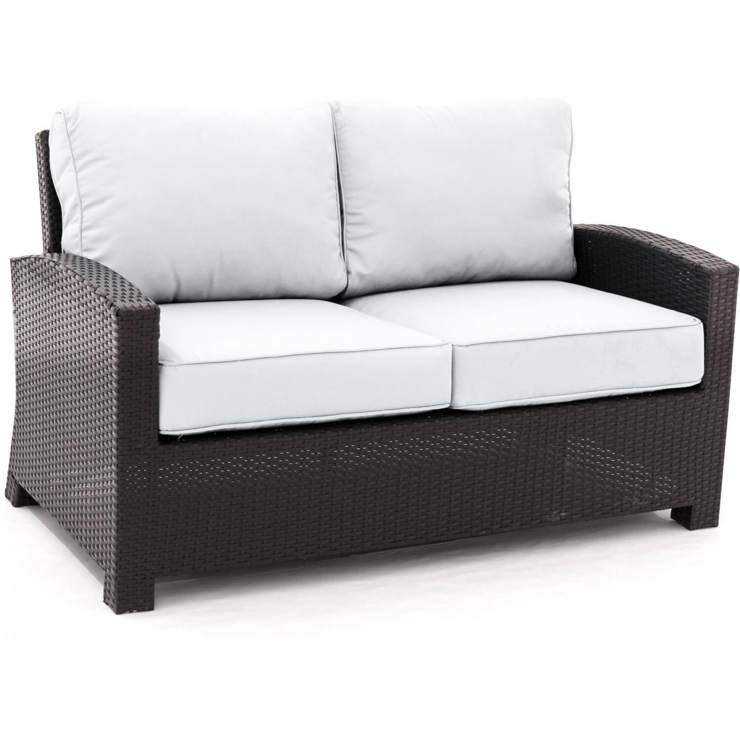 Eden Isle EVN800B High Back Loveseat Seat And Back Cushion Set - In Use - Sunbrella Canvas Natural thumbnail