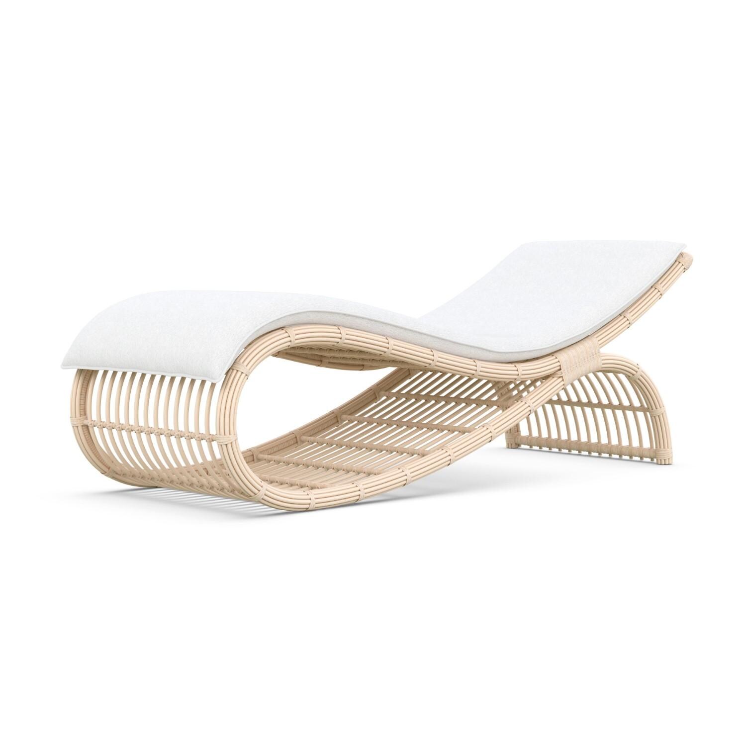 Azzurro Living PWAV-W05L1-CU Paloma Wicker Wave Lounge Chair in Almond/Cloud - Angled - White Background thumbnail