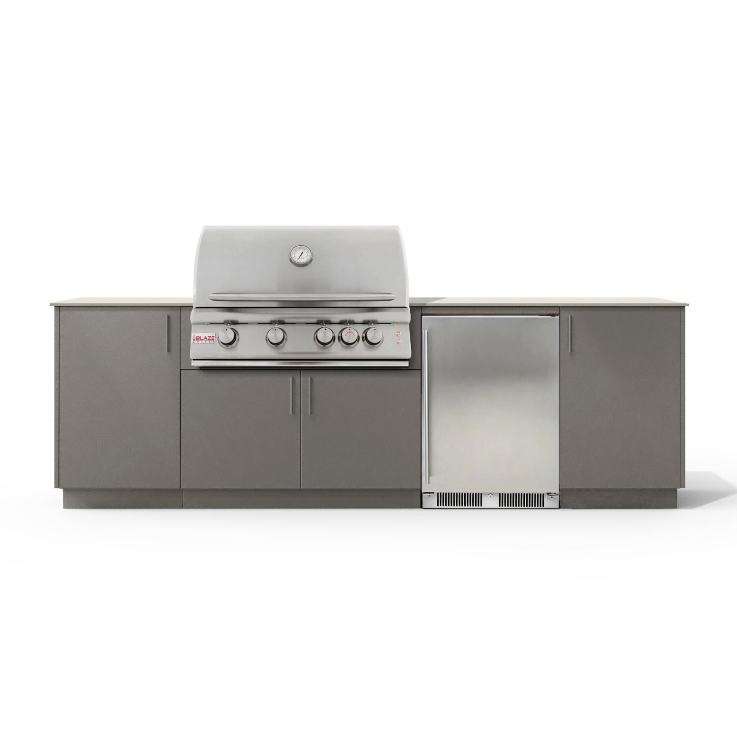 Urban Bonfire Horizon 32 Outdoor Kitchen w/ Blaze LTE Natural Gas Grill, Refrigerator, Danae Dekton Countertop & Clay Finish - B-Horizon-32-Blaze-Danae-Clay