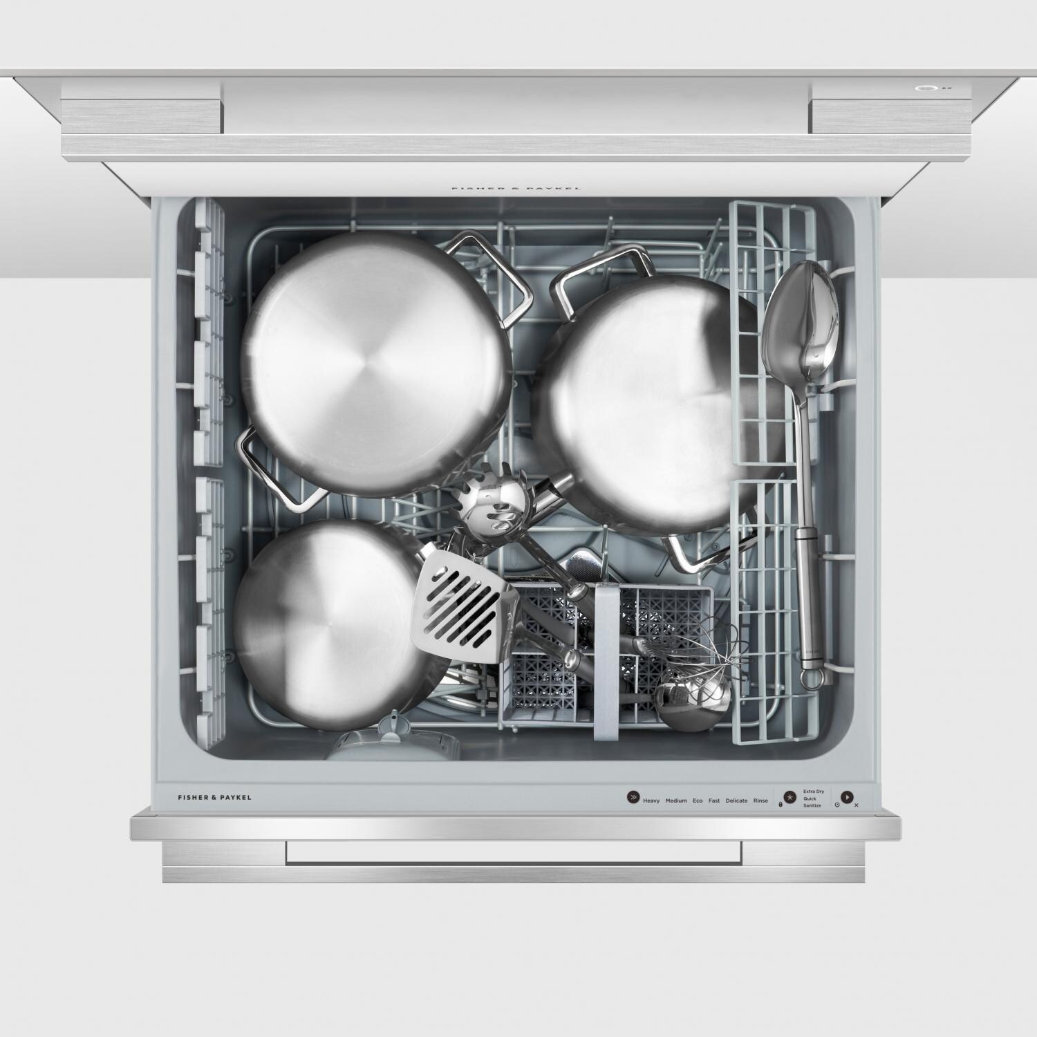 Fisher Paykel DD24DDFTX9 Double Dish Drawer Flat Door - Stainless Steel - Bottom Drawer Filled thumbnail
