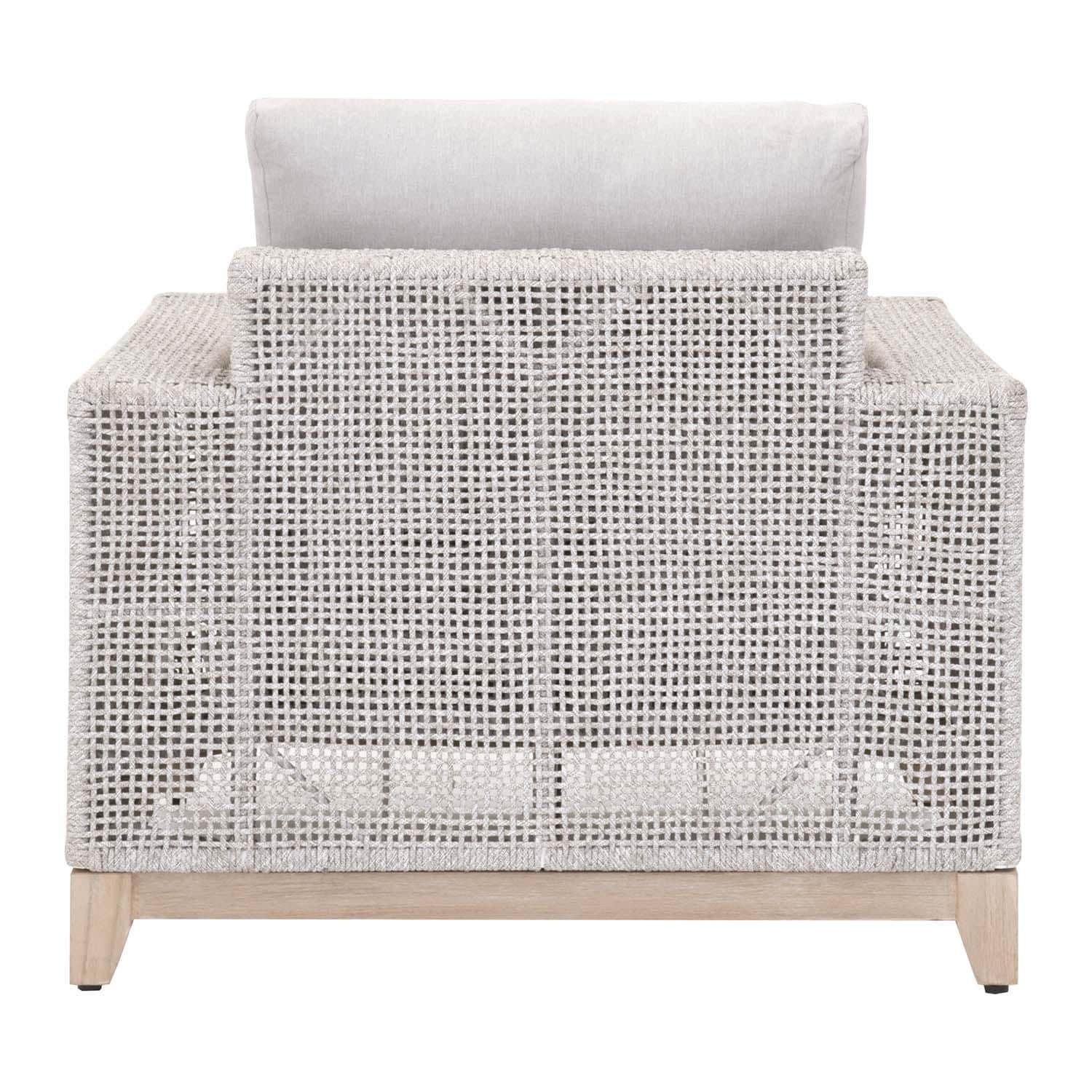 Lakeview Ranch Pointe Woven Rope Sofa Chair in Taupe & White - Back View thumbnail