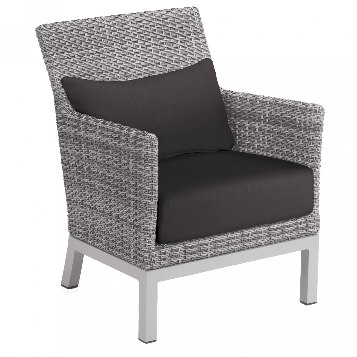 Argento Wicker Patio Club Chair W/ Jet Black Cushion and Lumbar Pillow thumbnail