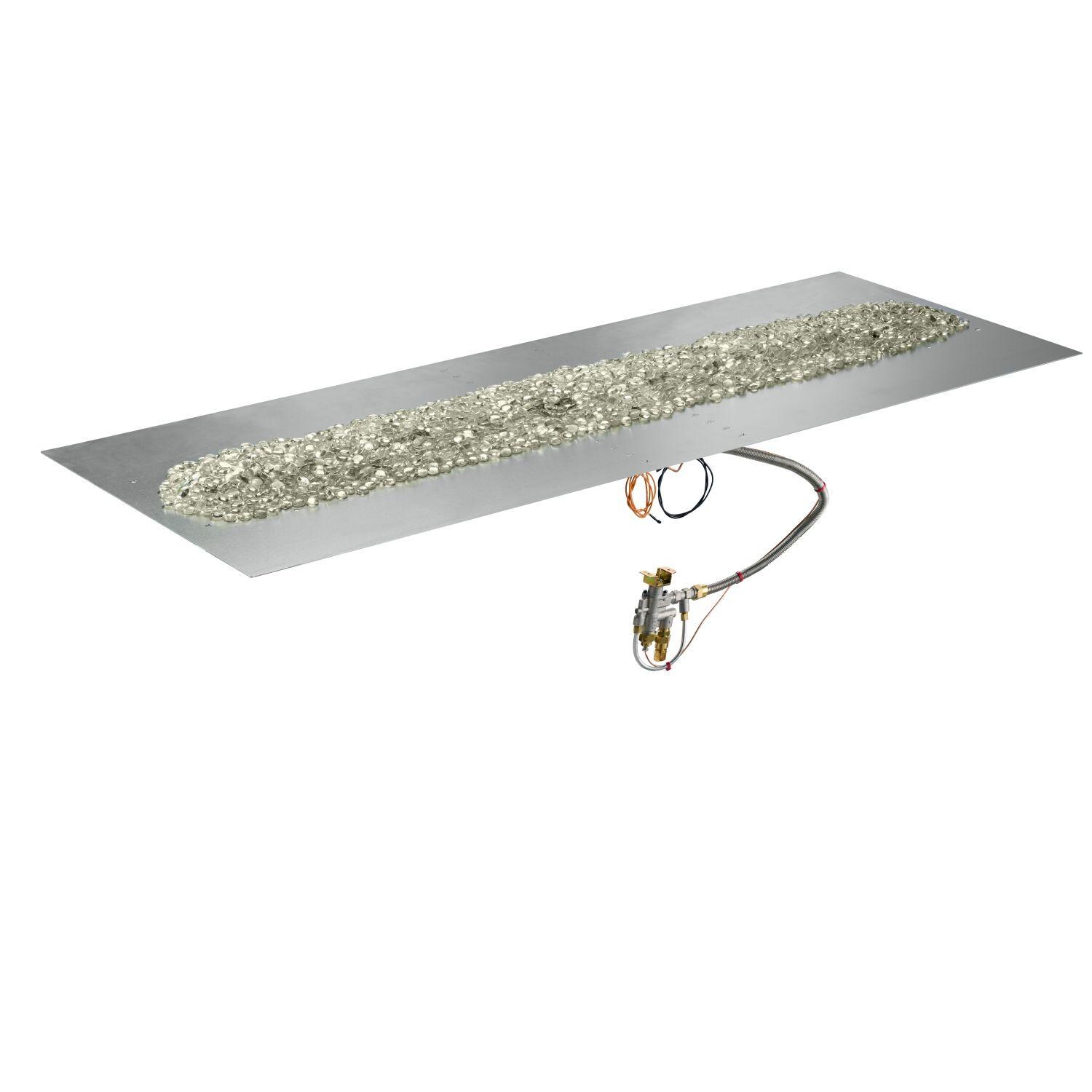 The Outdoor GreatRoom Company BP2464-B Crystal Fire Plus 64-in Linear Propane Gas Fire Pit Burner Plate - Crystals Added - White Background thumbnail