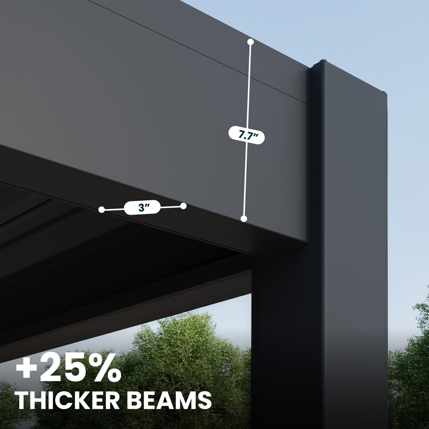 Paragon Outdoor PRGRT-1012GY Grand Tuscan 10' x 12' Slate Gray Aluminum Louvered Pergola - Thicker Beams - Detail thumbnail