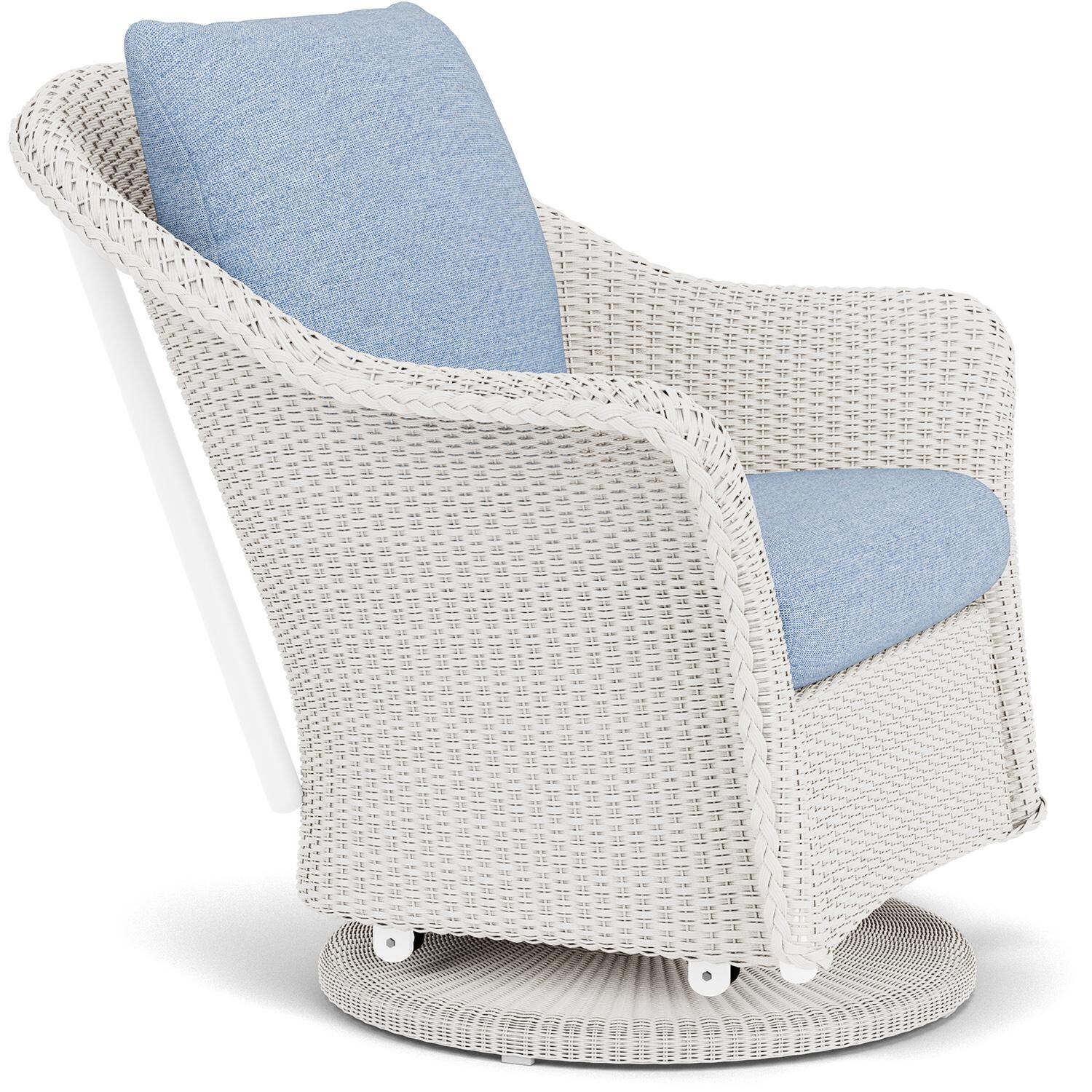 Lloyd Flanders Weekend Retreat Swivel Glider Lounge Chair in White Finish W/ Demo Skyway Fabric - Angled thumbnail
