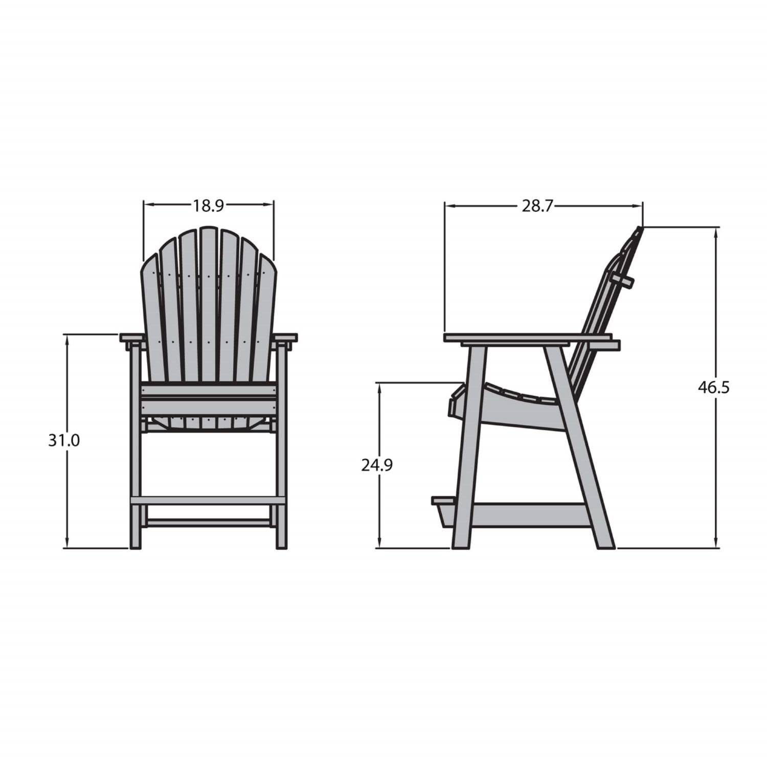 Lakeview Dream Bay Counter Deck Chair - Weathered Acorn - Line Drawing thumbnail