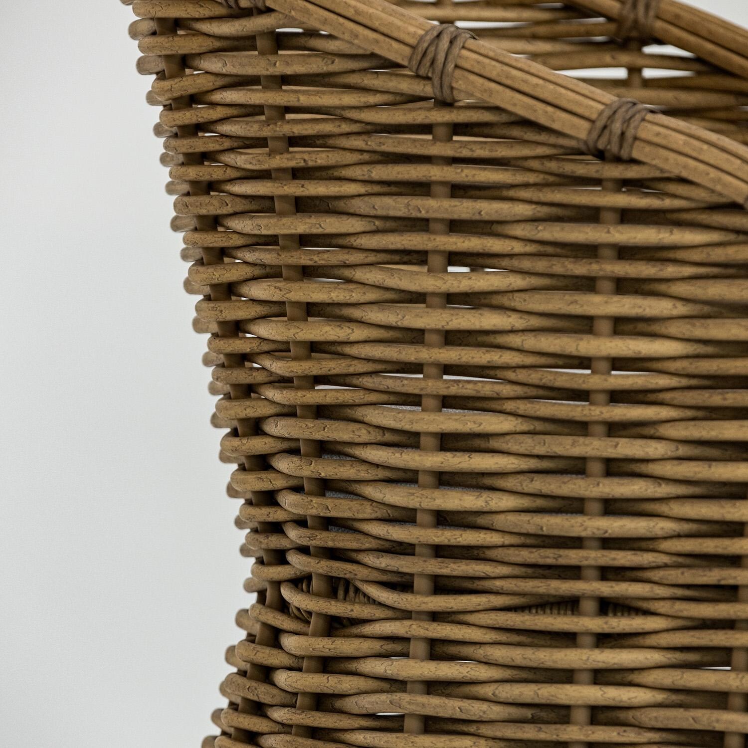 Playa Resin Wicker Dining Arm Chair in Medium Wood/Soothe Pearl by Sunset West - Wicker - Detail thumbnail