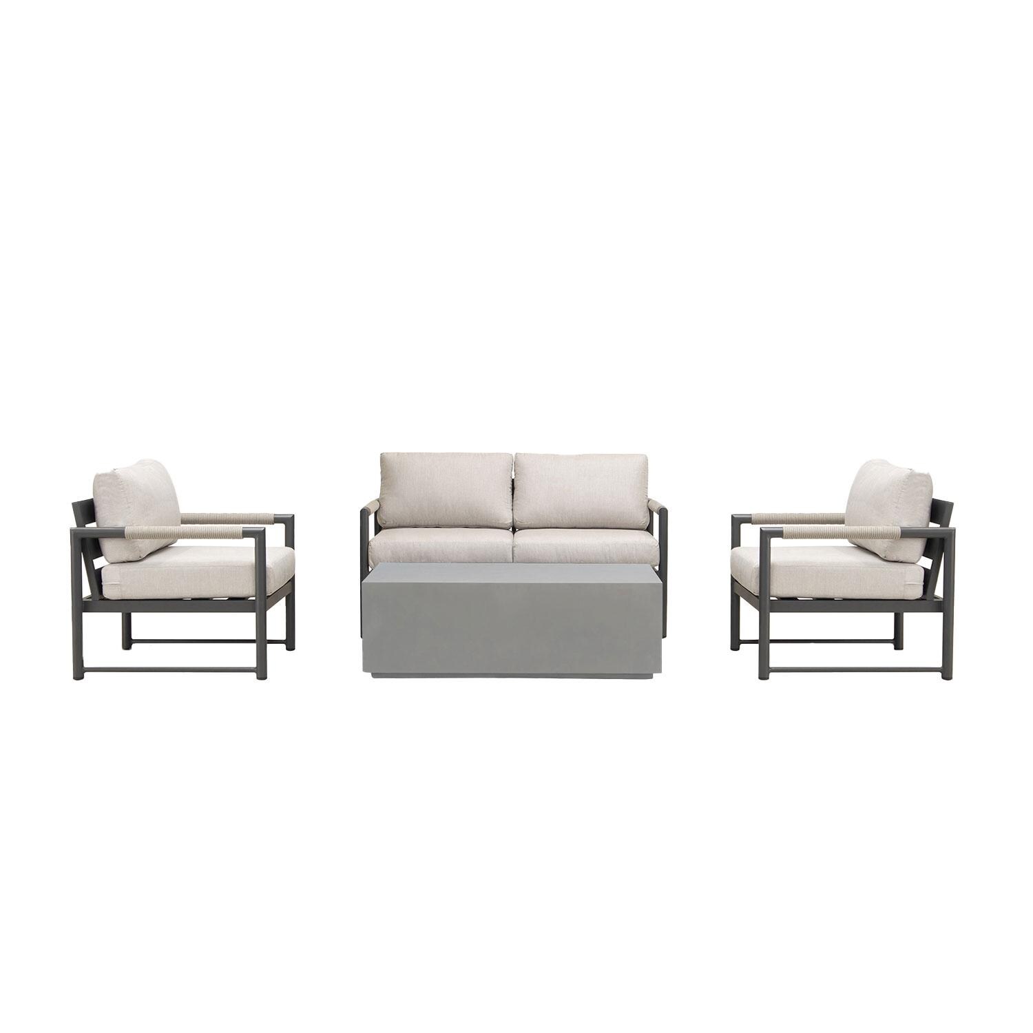Lakeview AVEBAY-BK-CO-SET111-CS Avenue Bay Black/Carbon 5 Pc Loveseat Set - Cast Silver - Display - White Background thumbnail
