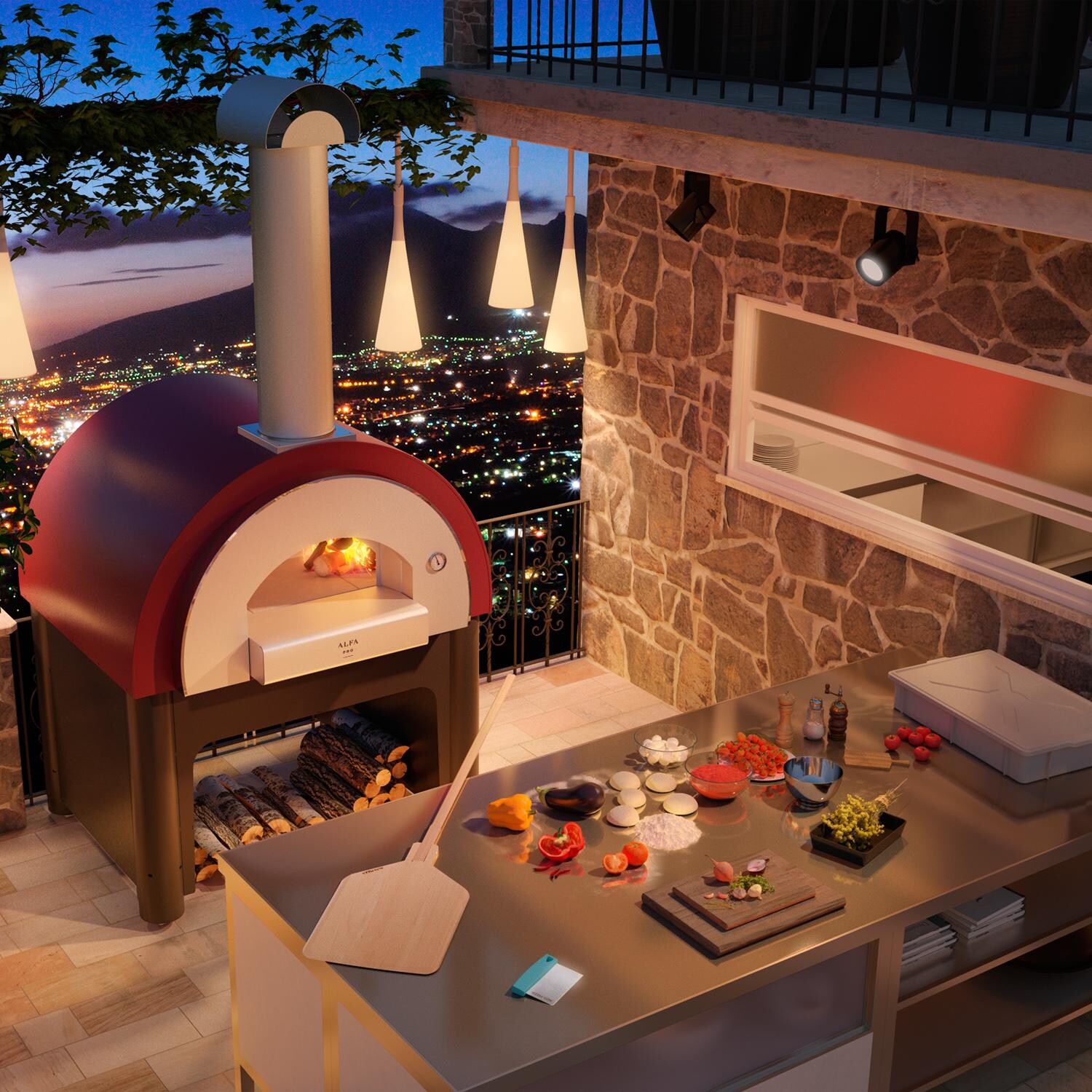 Alfa Pro Quick 47-Inch Outdoor Wood-Fired Pizza Oven - Lifestyle View thumbnail