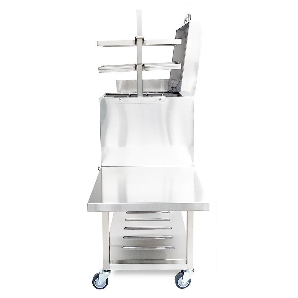 Tagwood BBQ BBQ01SSF Fully Assembled Argentine Santa Maria Wood Fire & Charcoal Grill with Top Lid - Right Side with Lid Open thumbnail