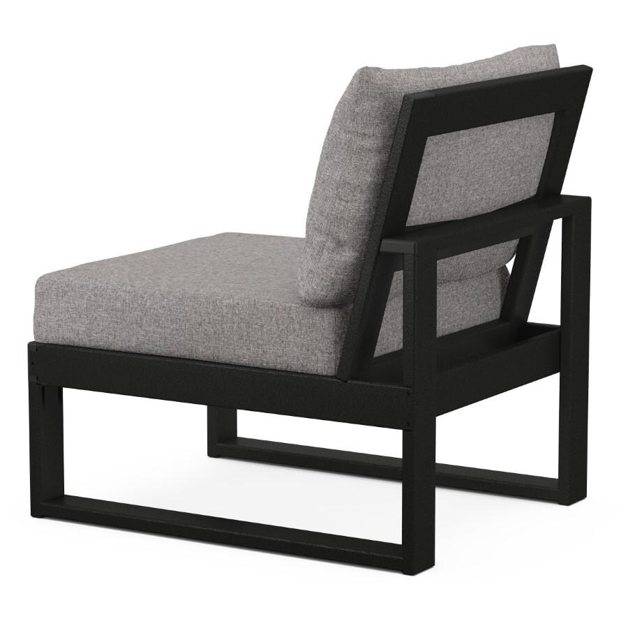 POLYWOOD Modular Armless Chair in Black / Grey Mist - Back thumbnail