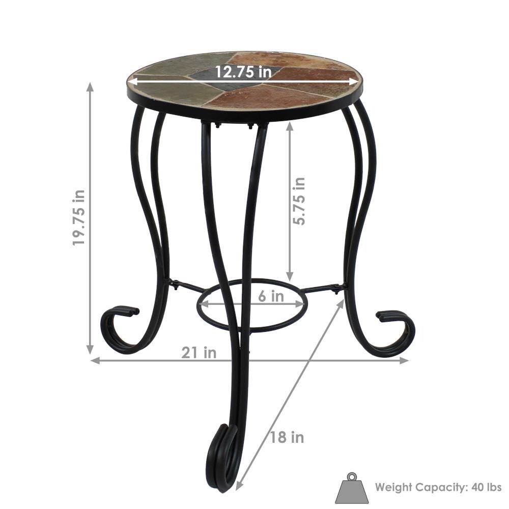 Ultimate Patio 12-Inch Mosaic Slate Tile Side Table - Dimensions thumbnail