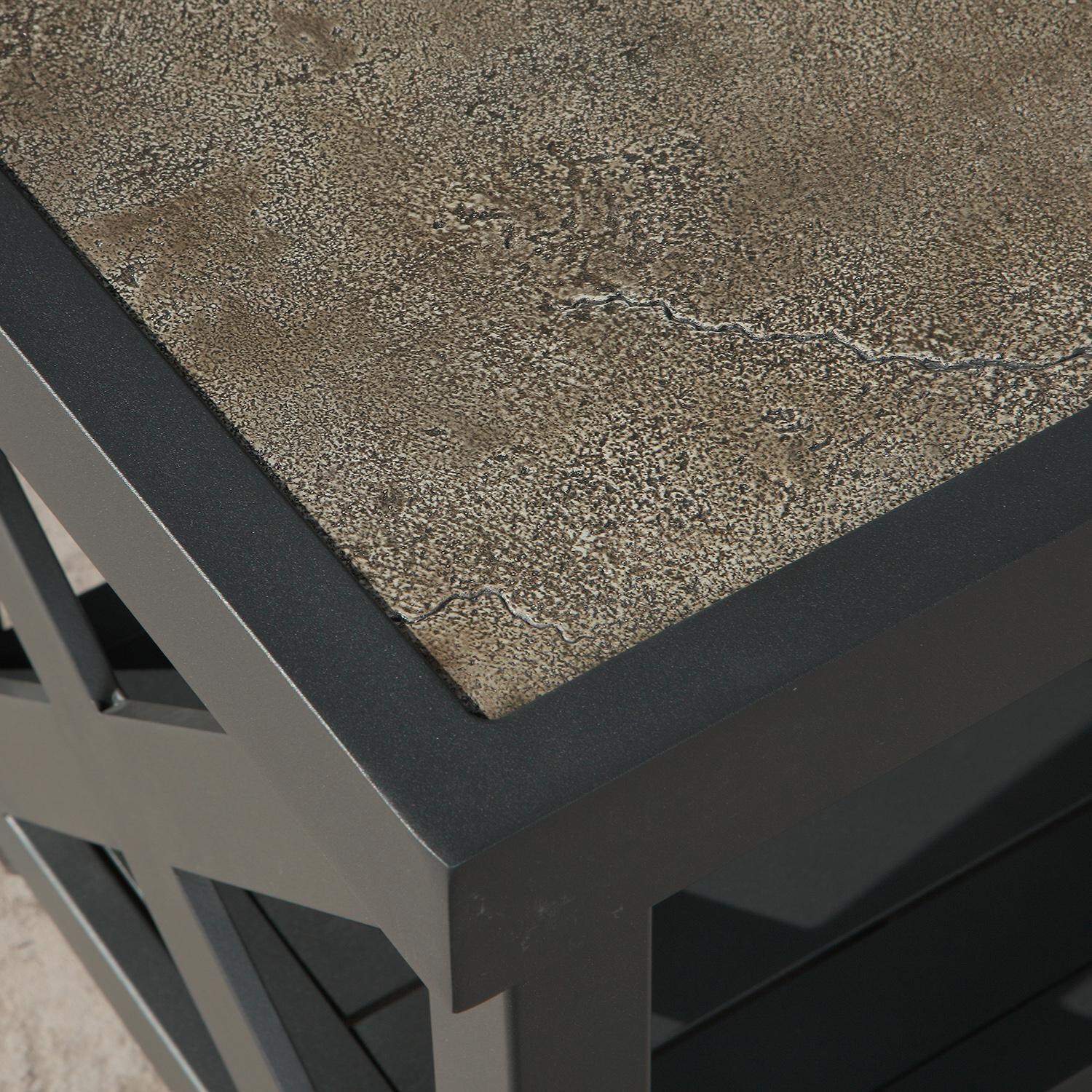 Lakeview Outdoor Designs Lake Charles 6 Piece Aluminum Patio Conversation Set - Patio End Table Tabletop Detail thumbnail