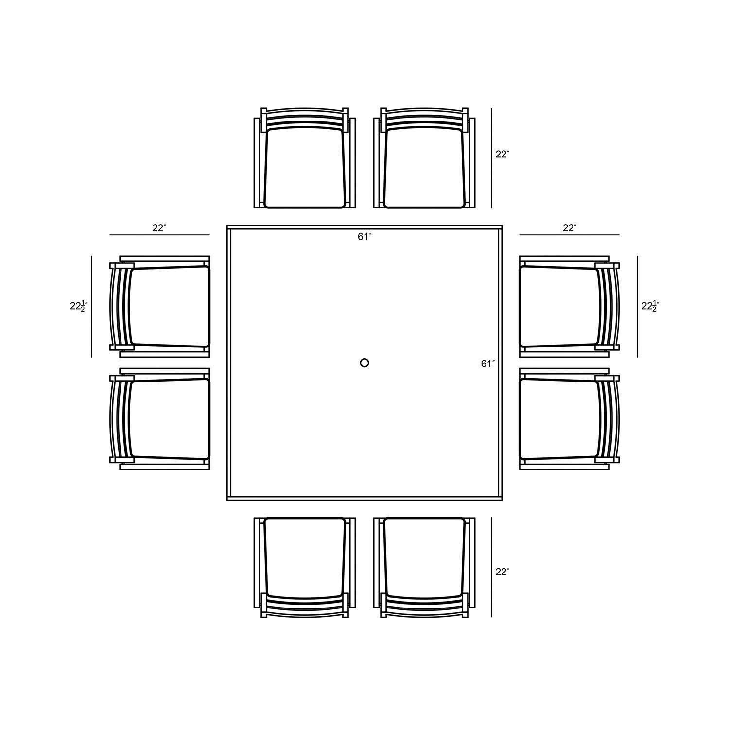 Calm Bay 9 Pc Square Dining Set in Black/Canvas Charcoal by Lakeview - Dimensional 2 thumbnail