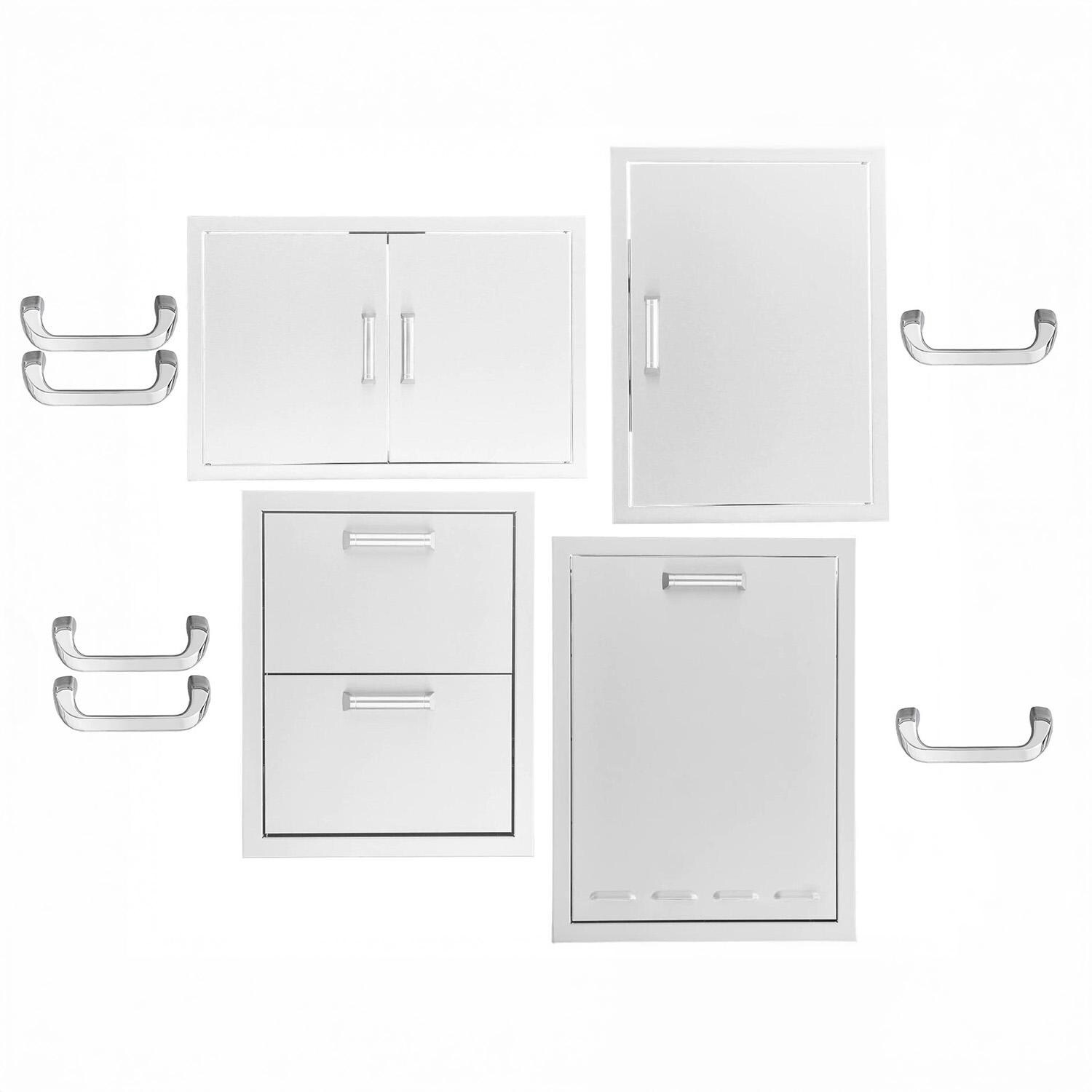 BBQGuys Signature 4 Pc 32-in Double Access Door, Single Access Door, Double Drawer & Propane Tank Drawer Outdoor Kitchen Storage Package - Included Handles - White Background thumbnail