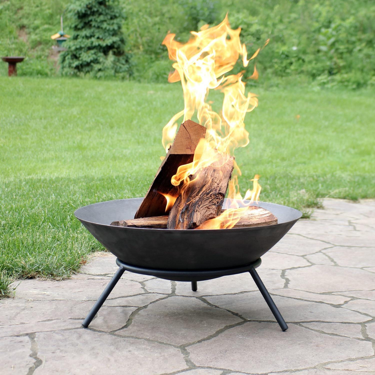 22 Inch Round Cast Iron Wood-Burning Fire Pit in Dark Gray by Ultimate Patio