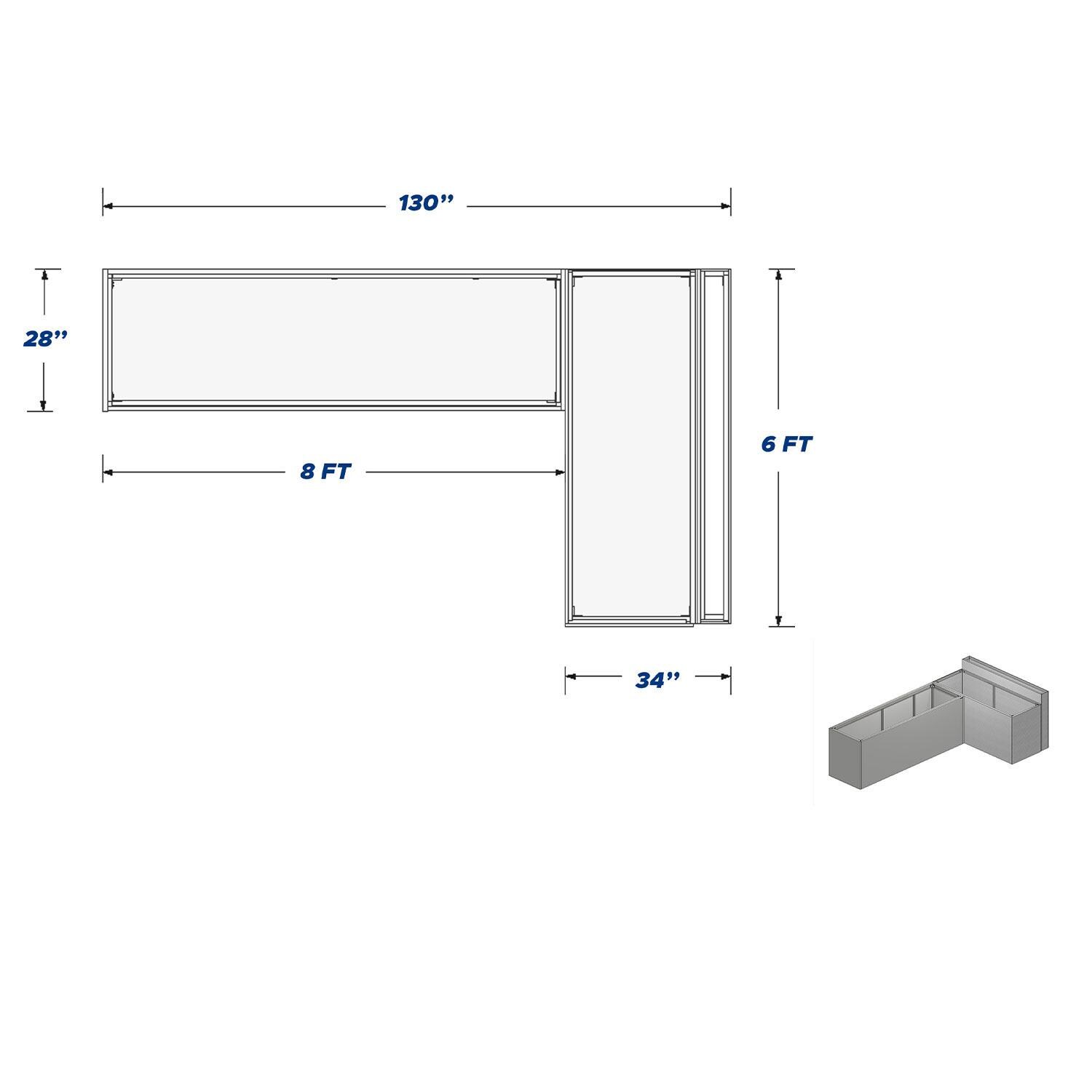 Pro-Fit PRODIY68L DIY PRO 6' x 8' Unfinished Island - Dimensions - Diagram thumbnail