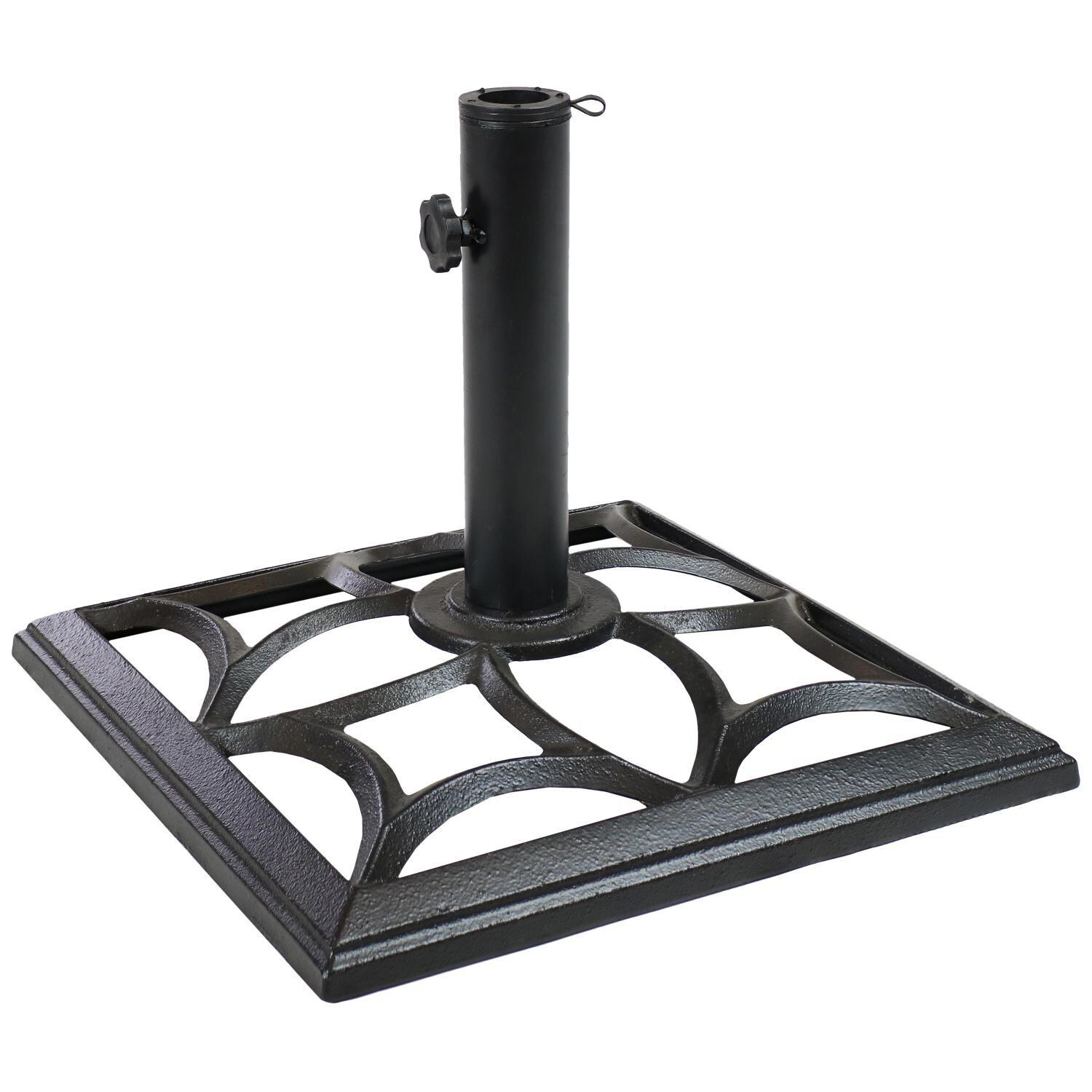 Ultimate Patio 17 Lb Classic Geometric Design Cast Iron Umbrella Base - Black thumbnail