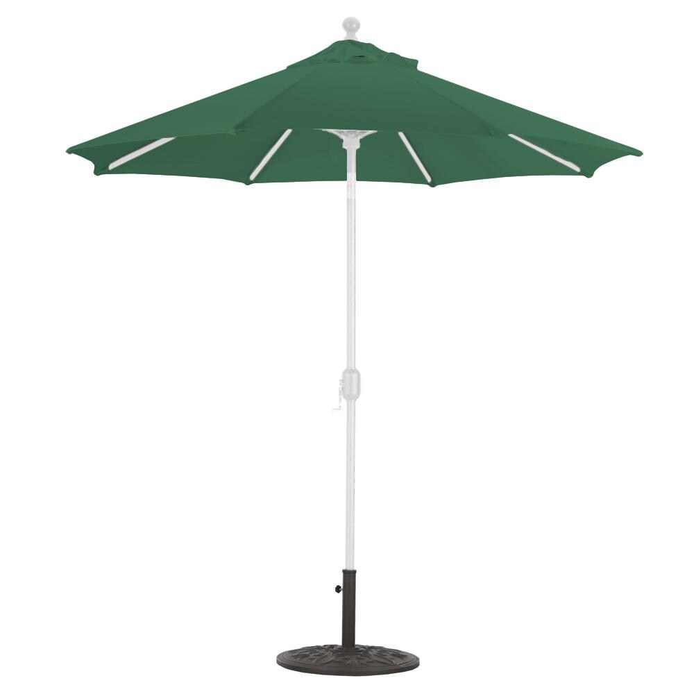 Galtech 7.5 Ft. Octagonal Aluminum Patio Market Umbrella W/ Crank Lift And Deluxe Auto Tilt - White Frame W/ Sunbrella Canvas Forest Green Canopy