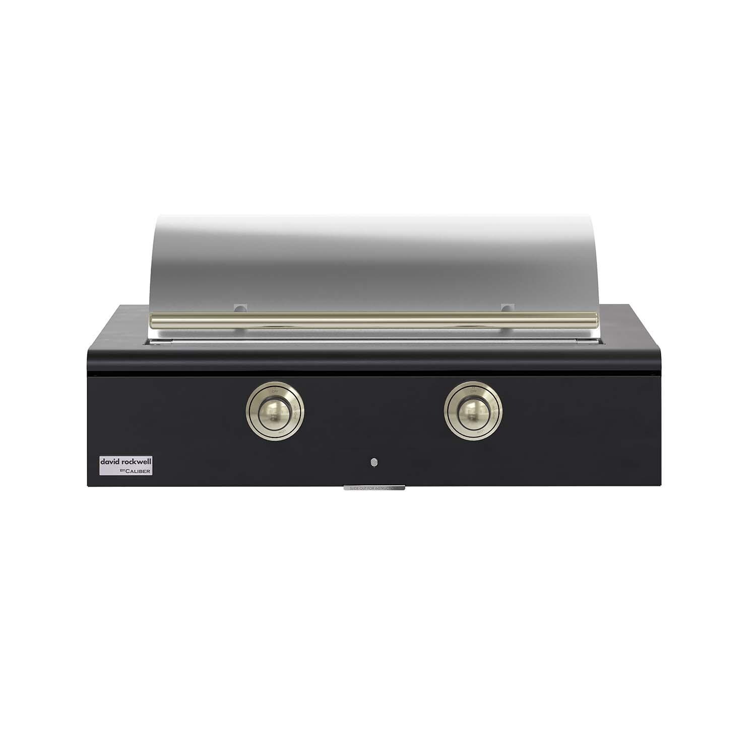 Caliber CRG-42BN00-A-027-H01 42-in Natural Gas Built-In Rockwell Grill - Matte Black w/ Brass Hardware - Lid Closed - White Background thumbnail