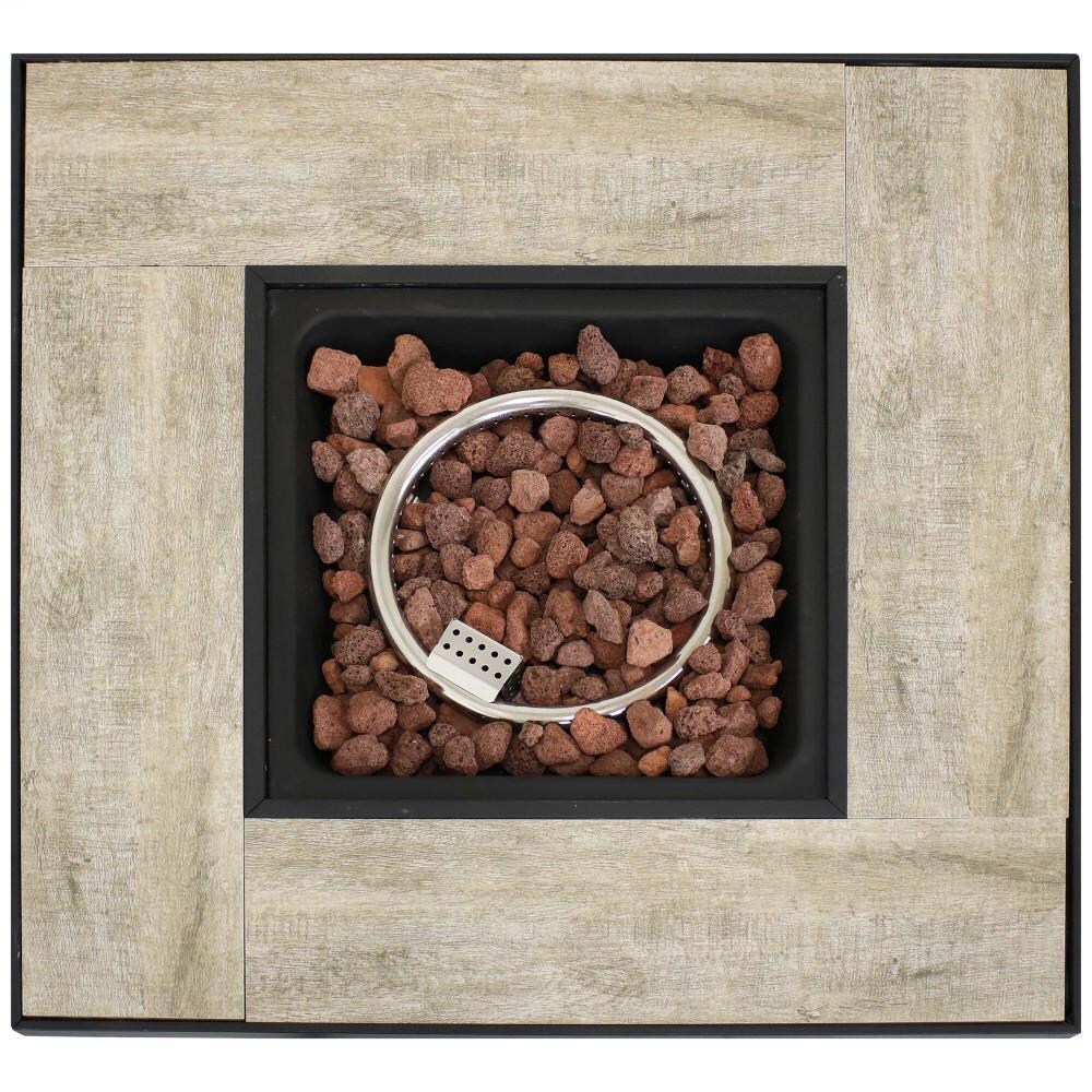 Ultimate Patio 28-Inch Square Propane Gas Fire Pit w/ Khaki Rafa Fabric - Lava Rocks thumbnail