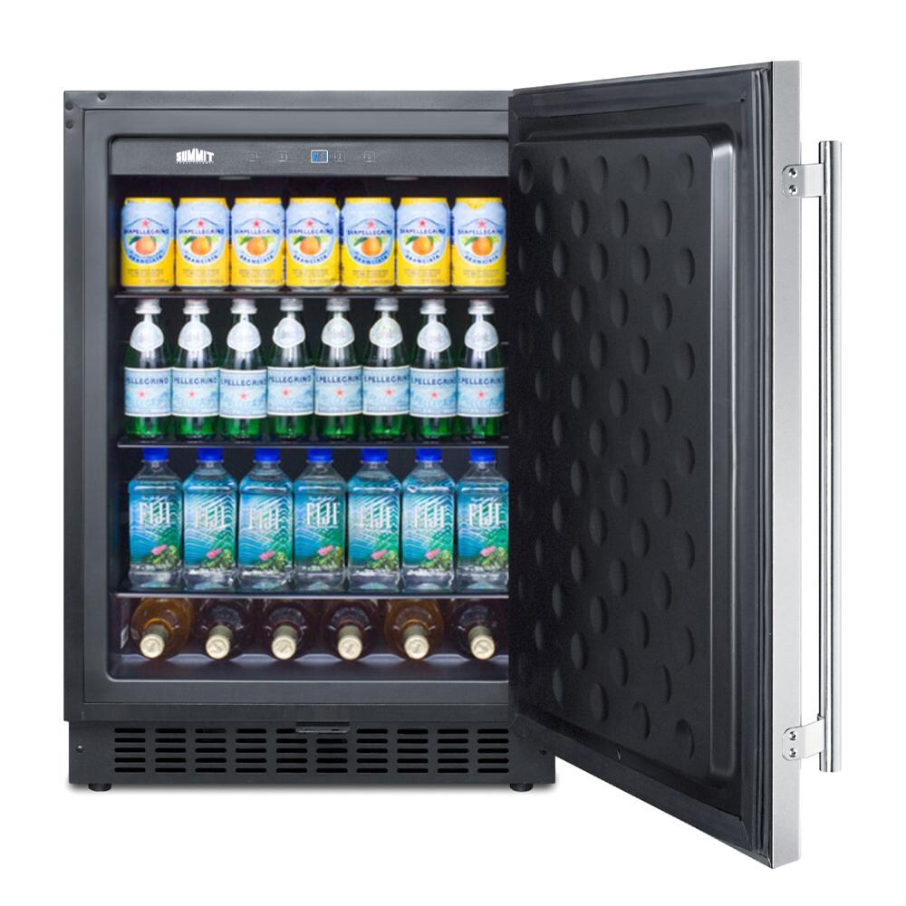 Summit SPR627OSCSS 24-Inch Commercial Outdoor Rated Compact Refrigerator - Shown With Drinks thumbnail