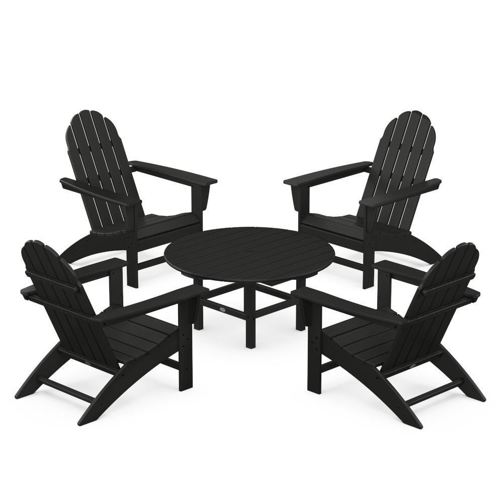 POLYWOOD Vineyard 5 Pc Recycled Plastic Adirondack Seating Set in Black by - PWS703-1-BL
